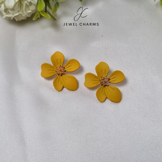 Yellow flower earrings