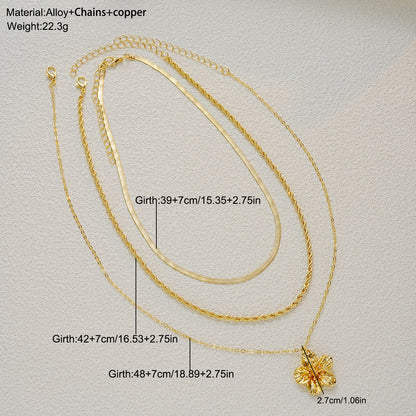 Jcec 330 Flower triple chain necklace