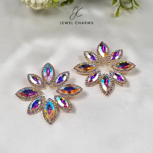 8 Petals Crystal Rainbow Earrings