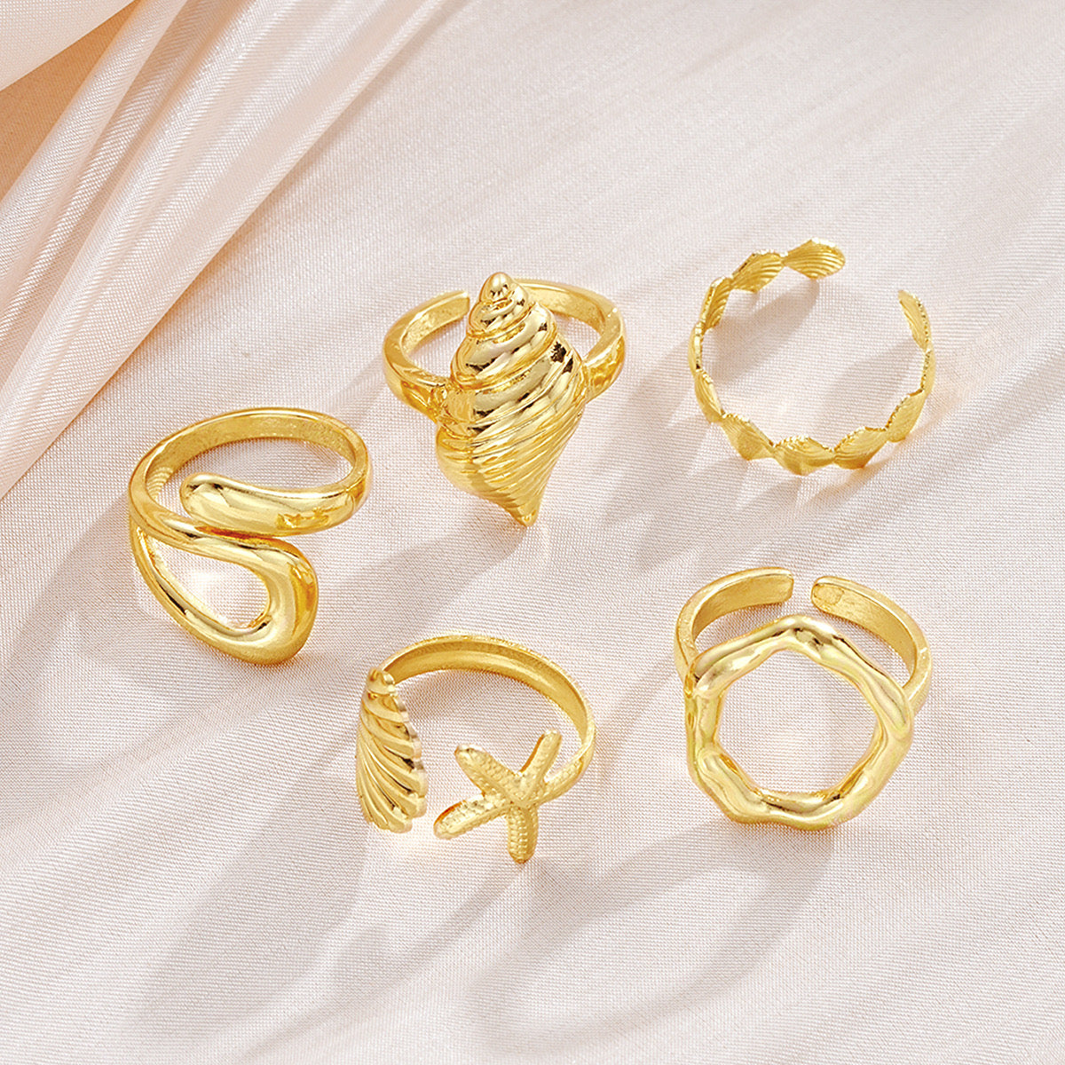 Jcec 337 5 pieces shells rings pack