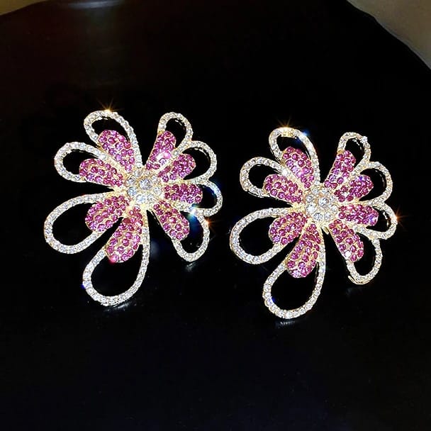 Pink Van Gogh Flower Earrings
