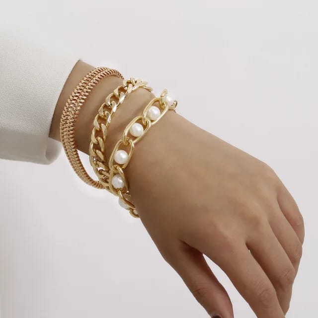 3 piece Pearl Mesh Bracelet Set JCB 06