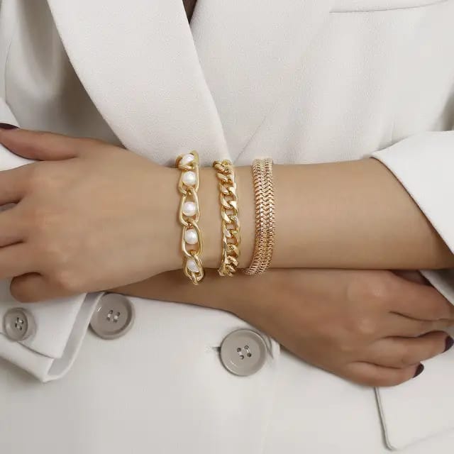3 piece Pearl Mesh Bracelet Set JCB 06