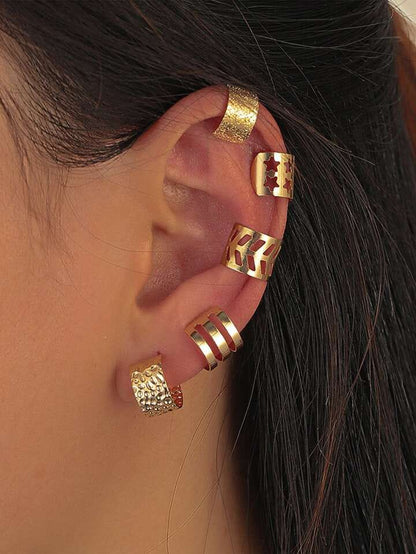 Non Piercing 5 pieces ear cuffs golden SINGLE EAR