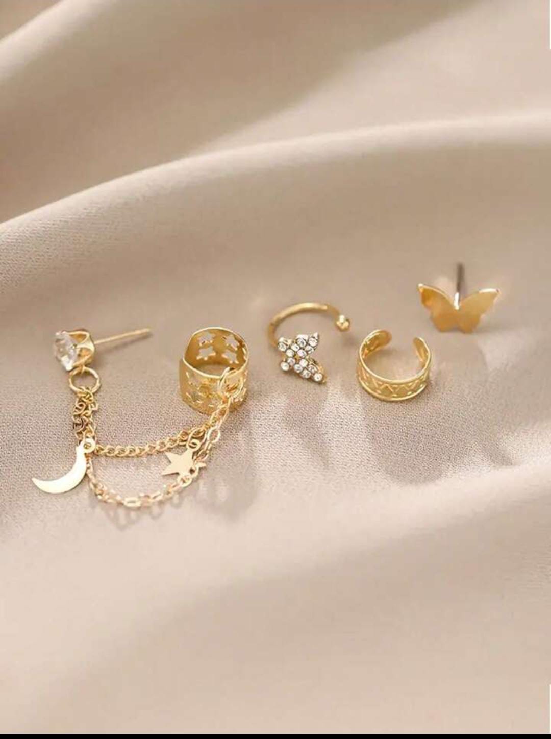 4 pieces star moon ear cuff SINGLE EAR