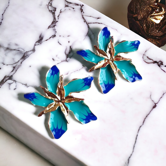 JCEC 295 Blue Flower Earrings