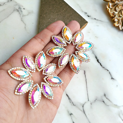 8 Petals Crystal Rainbow Earrings