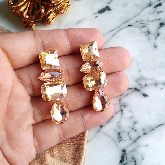 Champagne 4 Step Crystal Earrings