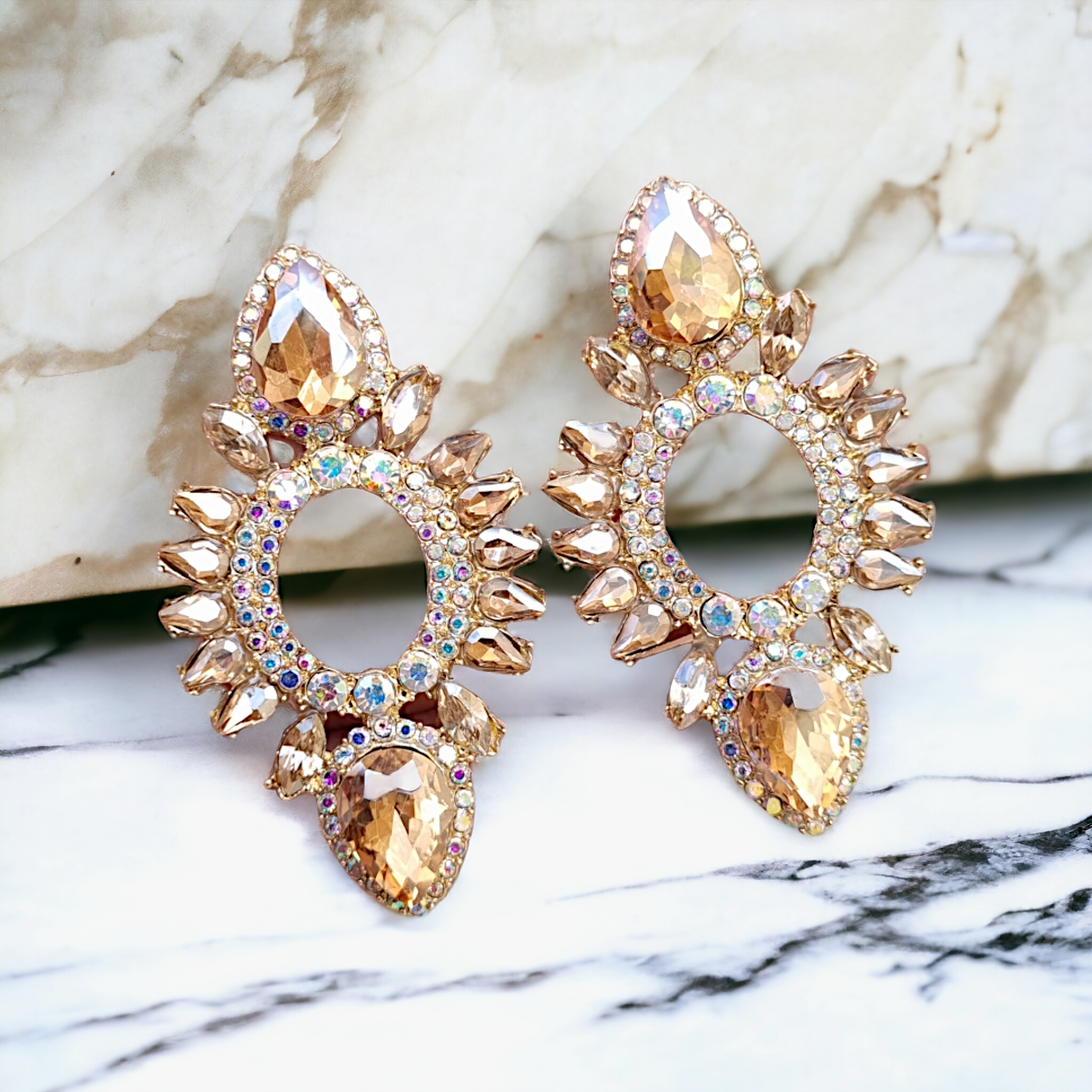 Multi Champagne Eye of Horus Earrings