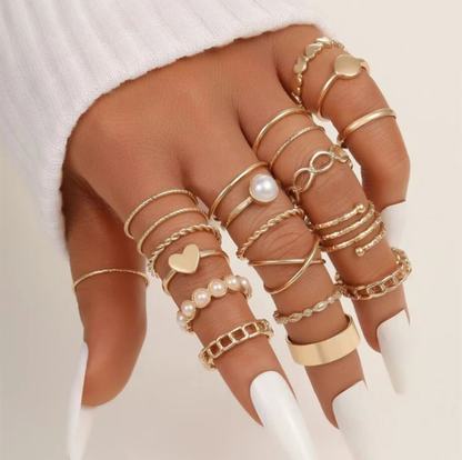 22 Pieces pearl stackable rings