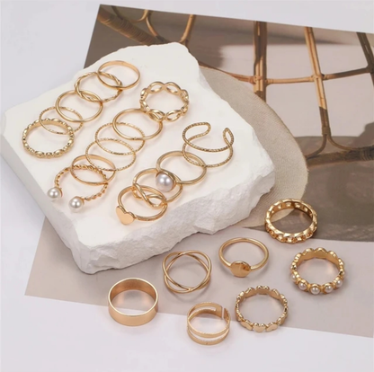 22 Pieces pearl stackable rings