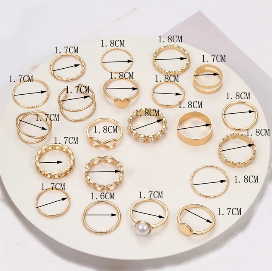 22 Pieces pearl stackable rings