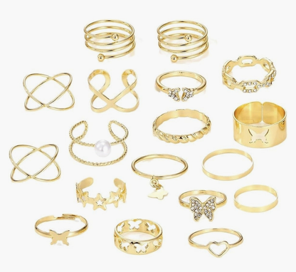 18 piece chic rings set