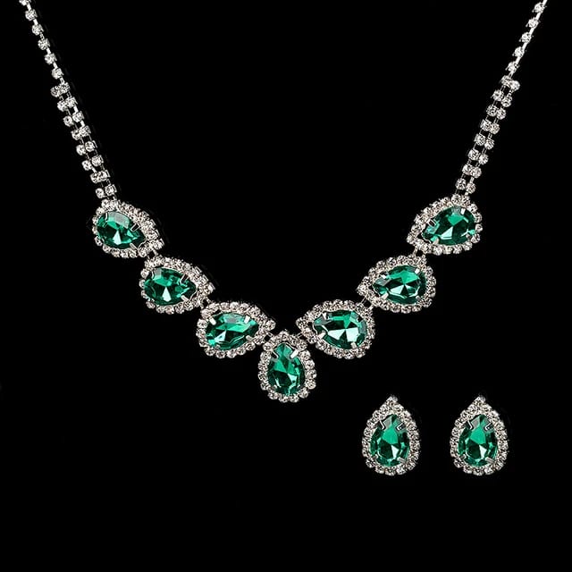 Emerald Green Galaxy Necklace Set