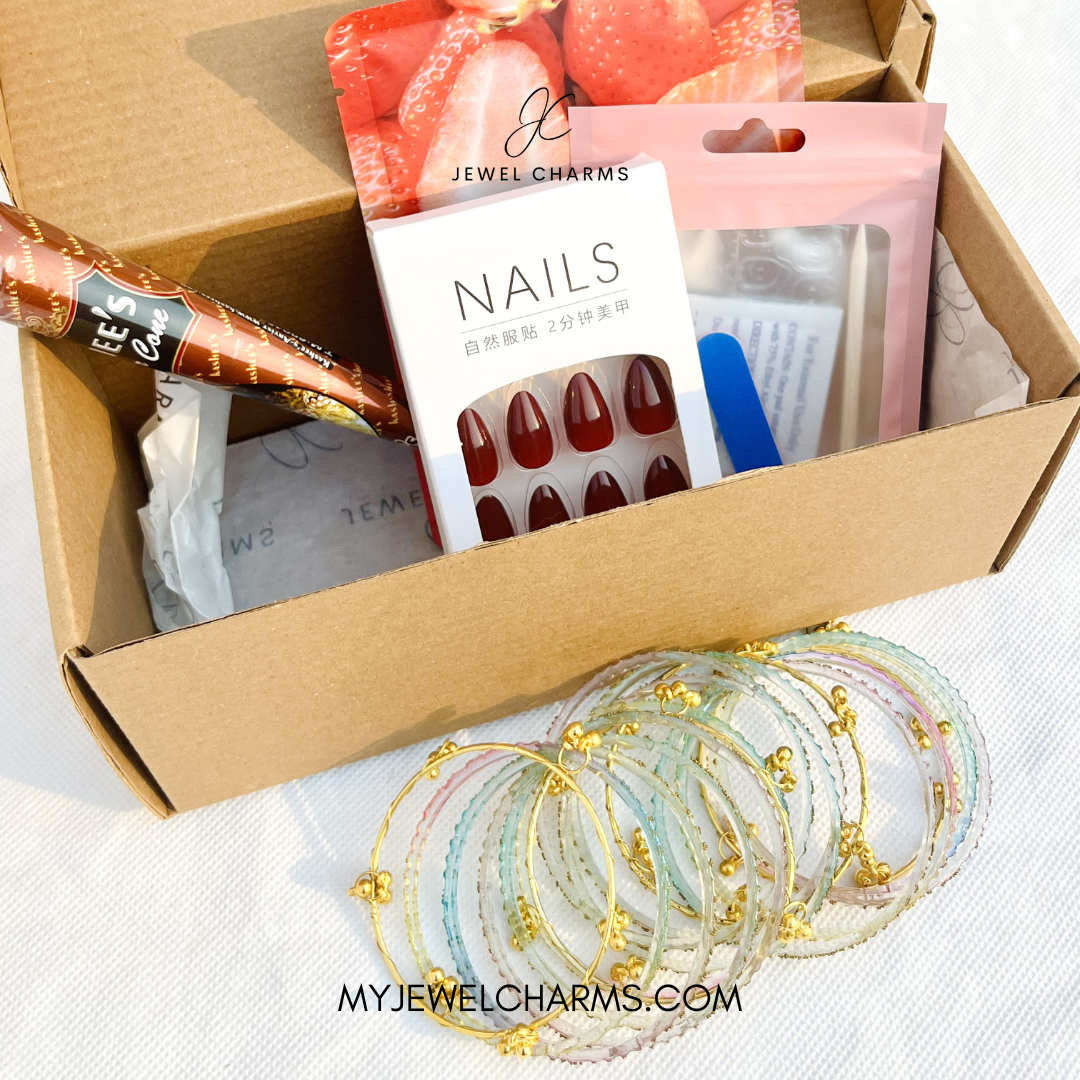 Light Multi Raindrop Kashmiri Bangles Deal with Nails, Mehndi and Imported Face Mask Bangles Size 2.6 sawa do