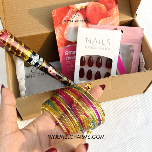 Dark Multi Jelly Bangles Deal with Nails, Mehndi and Imported Face Mask Bangles size 2.6 Sawa do