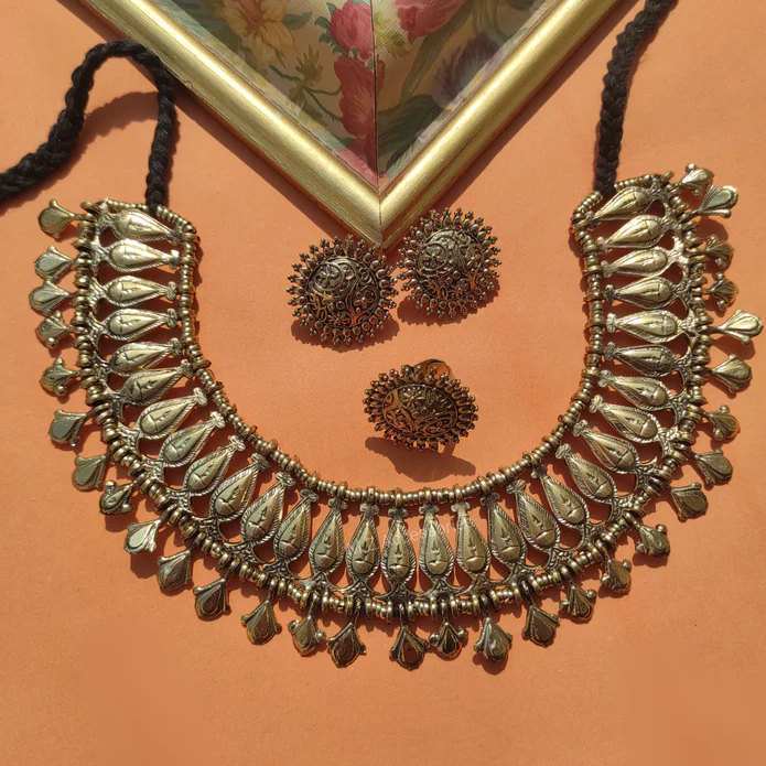Afghan Coin Earrings, Ring & Antique Choker