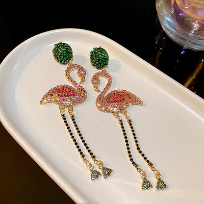 Pink Zircon Flamingo Earrings