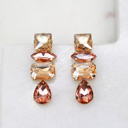 Champagne 4 Step Crystal Earrings