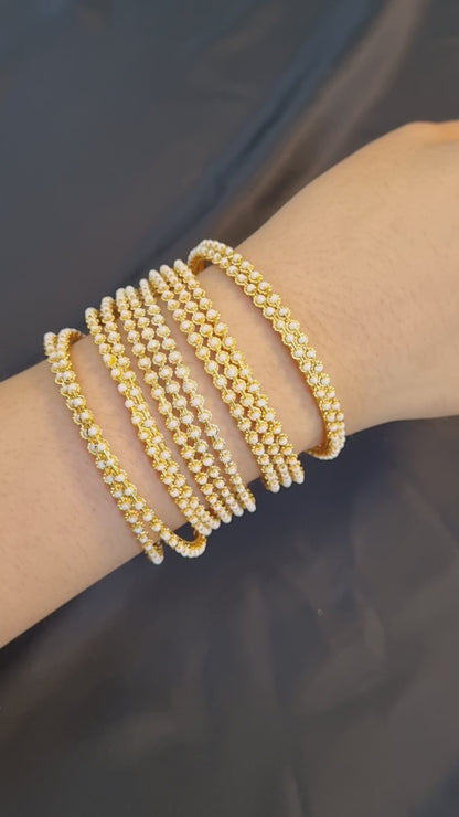 12 pieces Traditional golden pearl bangles