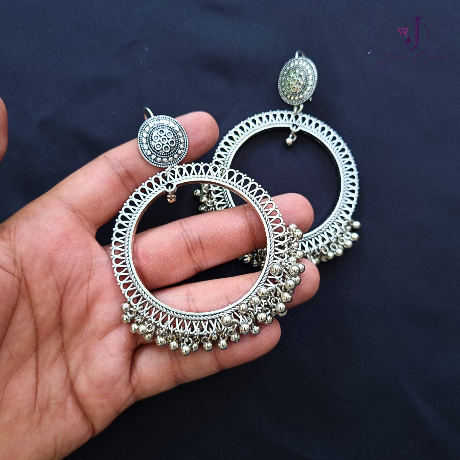 Silver hoop Jhumka Large