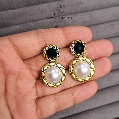 Black pearl statement earrings