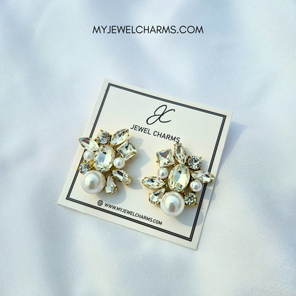 Jcec 290 Crystal Abstract Pearl Earrings