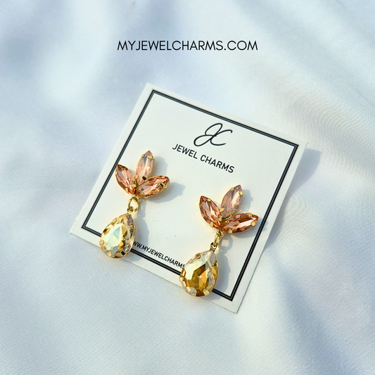 Jc 265 Tri Petal Champagne Drop Earrings