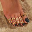 10 piece toe rings golden JCR 17