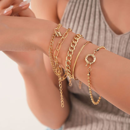 5 chain gold plated locked bracelet
