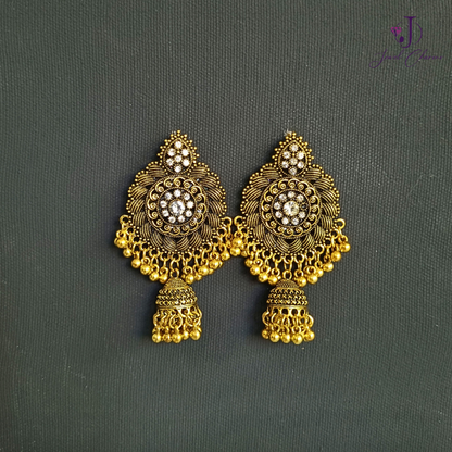 Golden sheesha flower jhumka