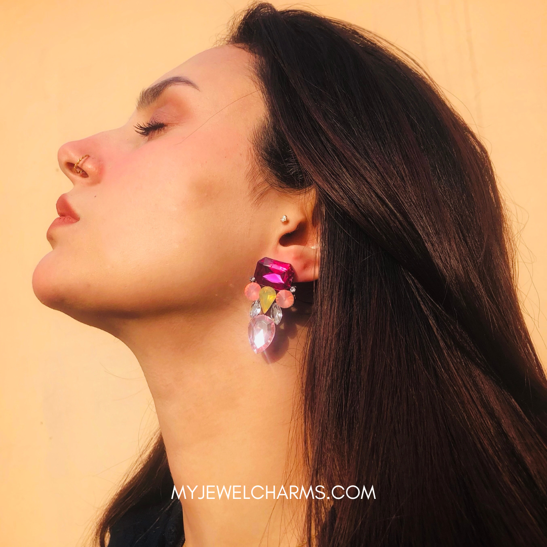 Mystic pink Crystal earrings