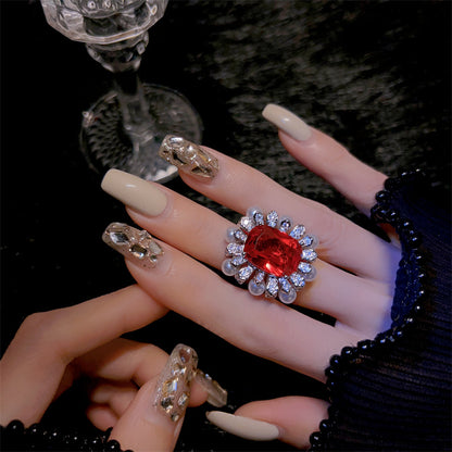 Scarlet Elegance Ring Red Adjustable