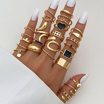 27 pieces black gold mid rings JCR 01