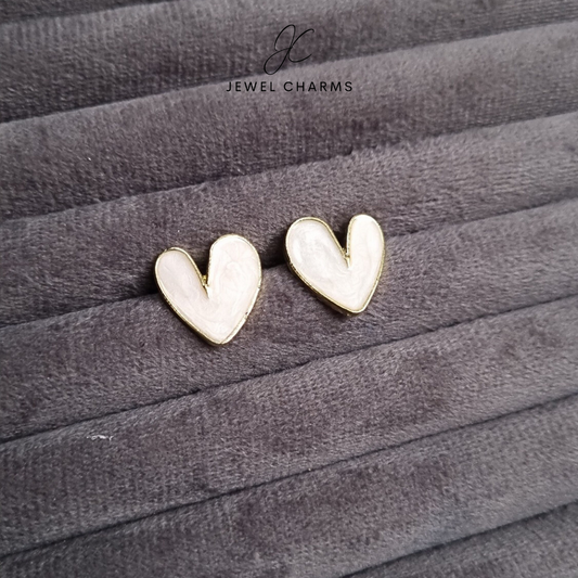 White heart earrings