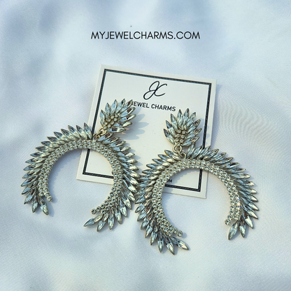 Jc 277 Inverted Moon Crystal Saw Large Dangles with Gems