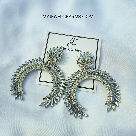 Jc 277 Inverted Moon Crystal Saw Large Dangles with Gems