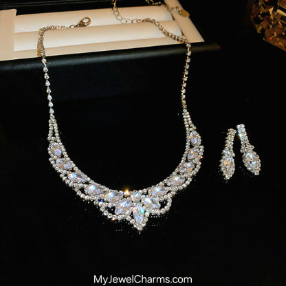 Double Gem floral Crystal zircon set