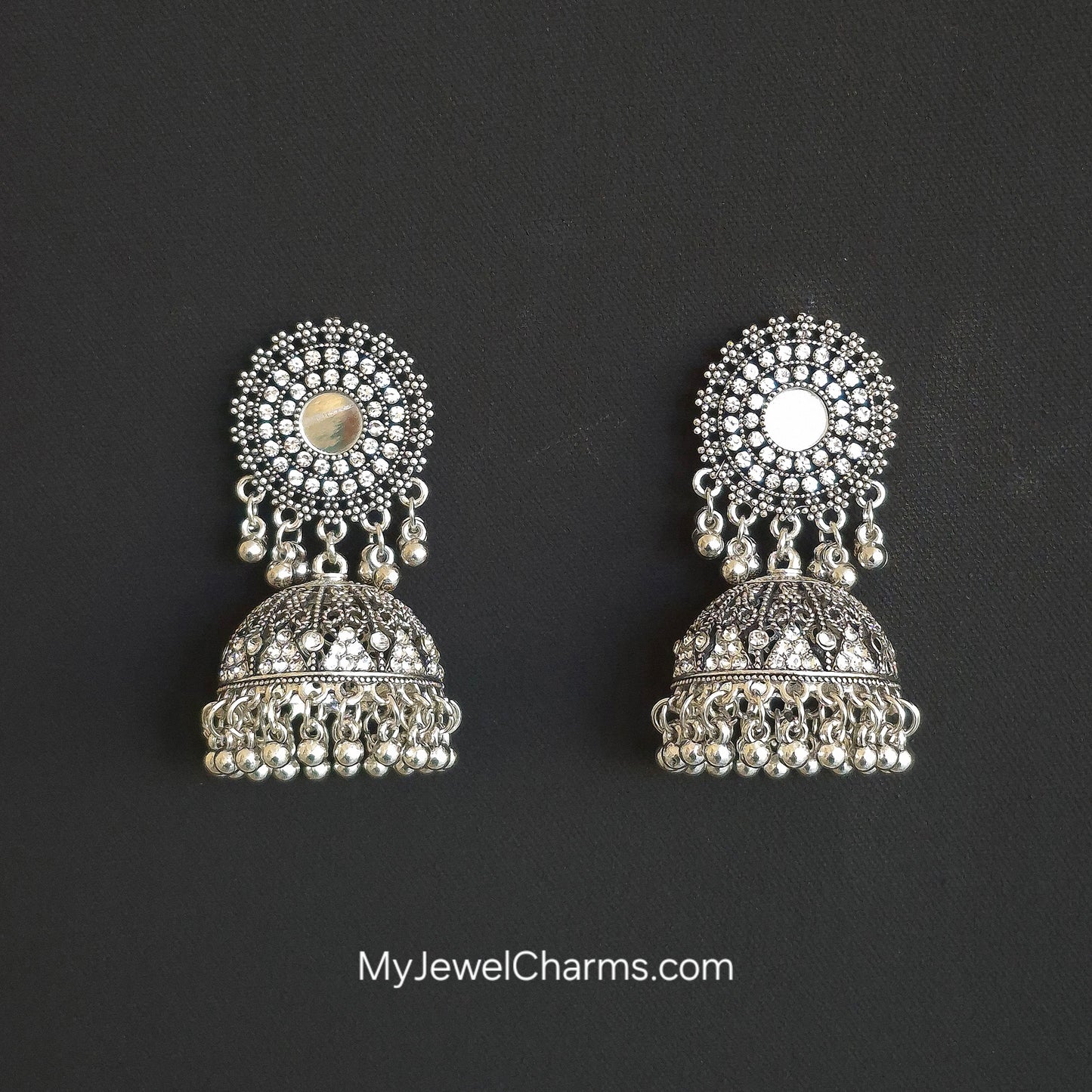 Silver Sheesha Jhumka