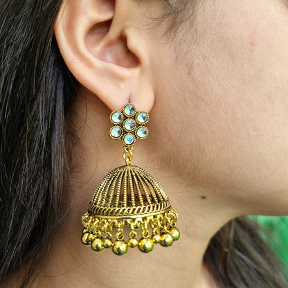 Honey Comb Katora Jhumka Golden