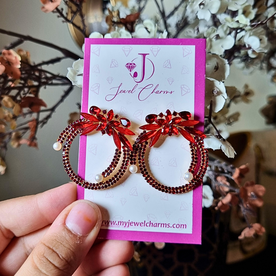 Red crystal floral halo