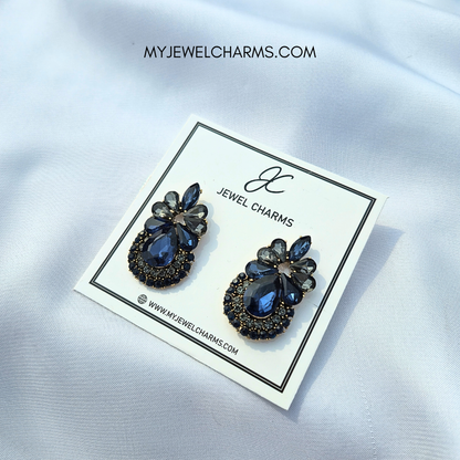 Jc 263 Dark Navy Blue & Black Regalia Earrings