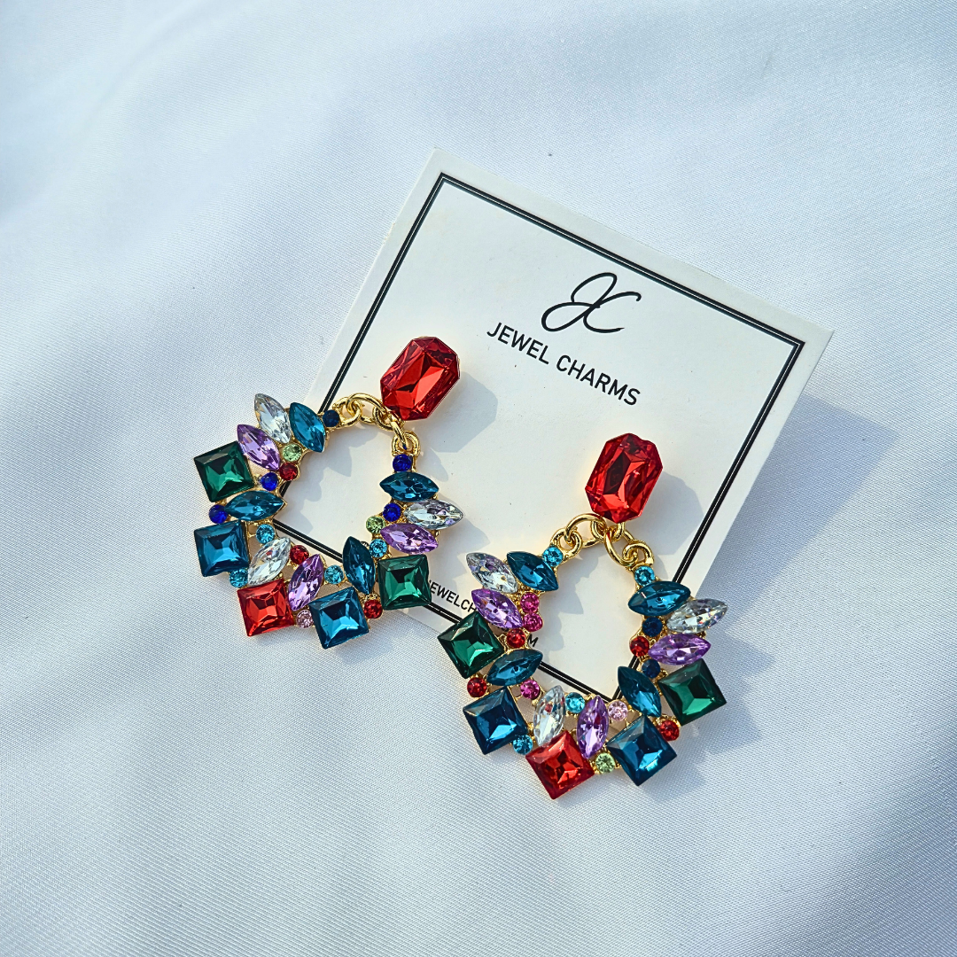Multi vaganza crystal V Earrings