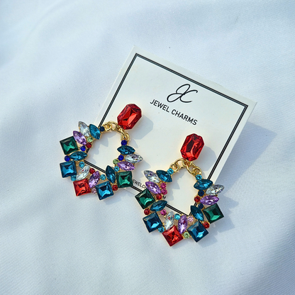 Multi vaganza crystal V Earrings