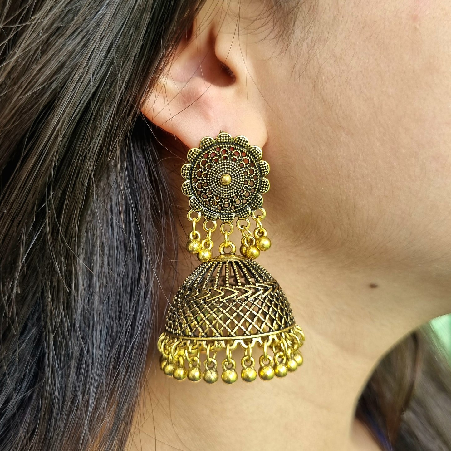 Round Golden Jhumka