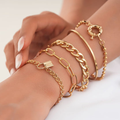 5 chain gold plated locked bracelet