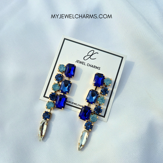 Jc 279 Blue/Light Blue Abstract Half Dangles