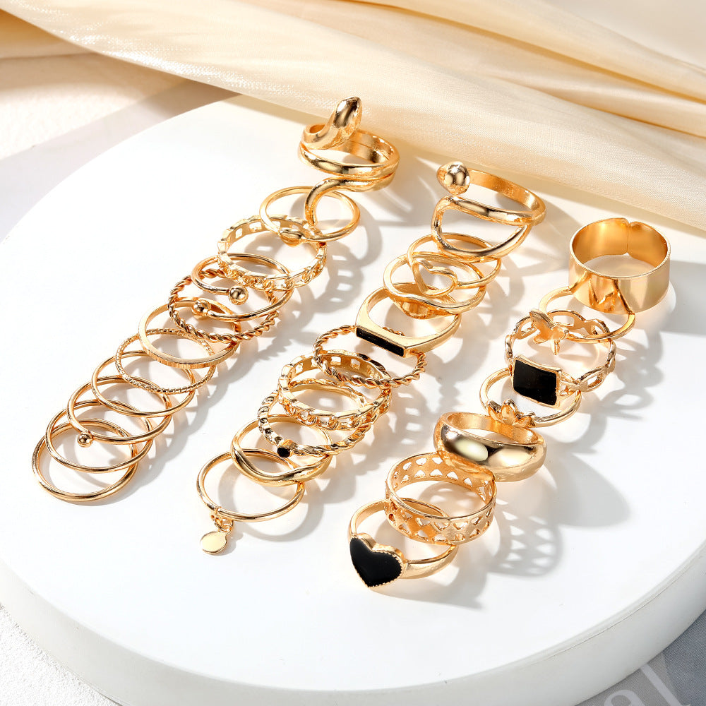27 pieces black gold mid rings JCR 01
