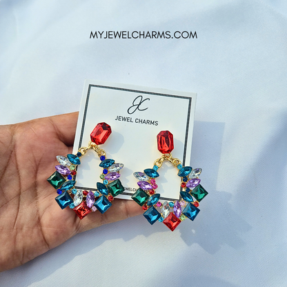 Multi vaganza crystal V Earrings
