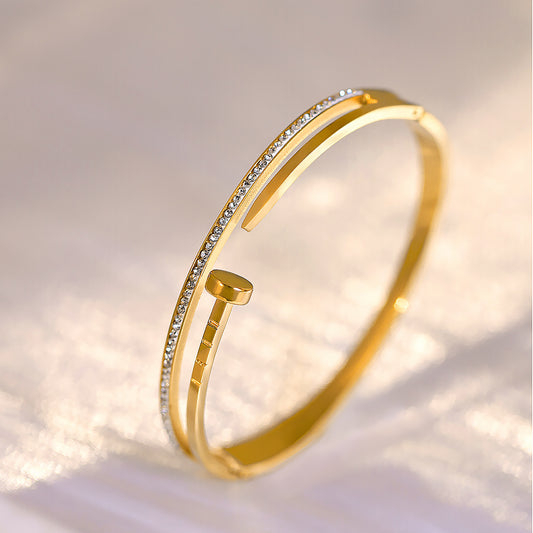 Silver stone nail gold bracelet